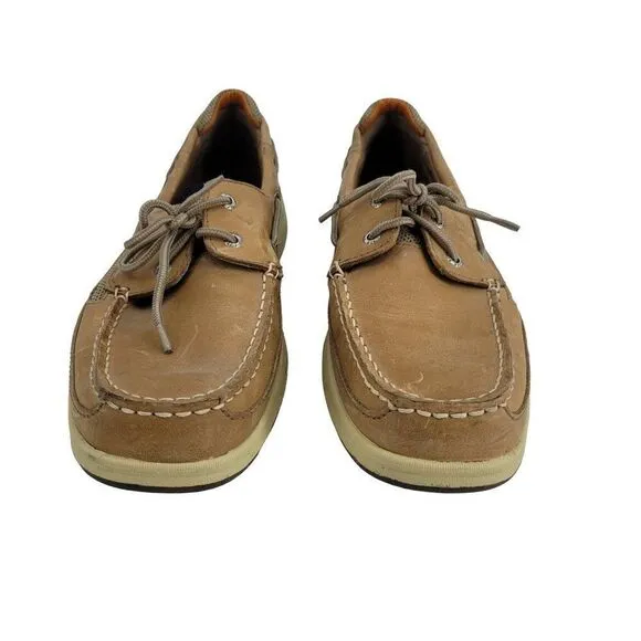 Sperry Top Sider Boat Shoes 12 Tan Leather 0777924 Slip On Nautical Yacht Club