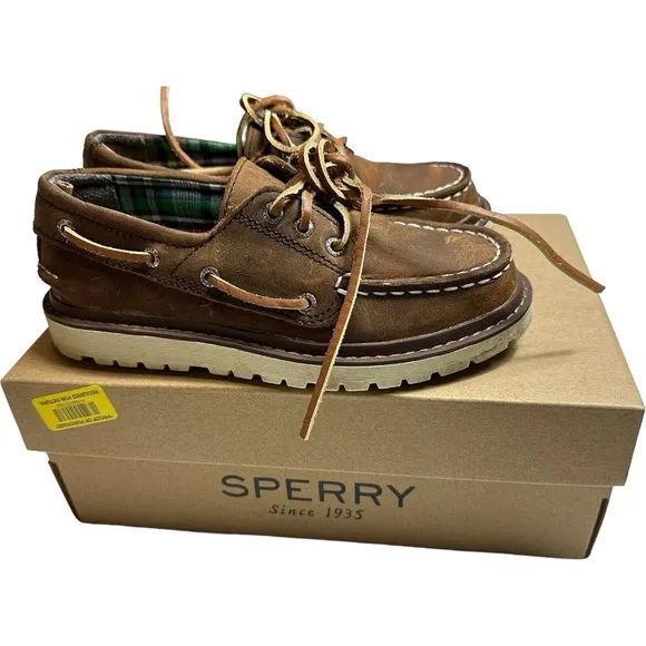 Sperry Top-Sider Boys Size 12.5 Brown Leather Casual Boat Preppy School Shoes