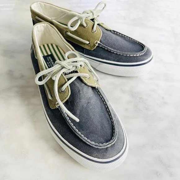 Sperry Top Sider Canvas Boat Shoes 8.5 Blue Green New w/o Box #112-CH241