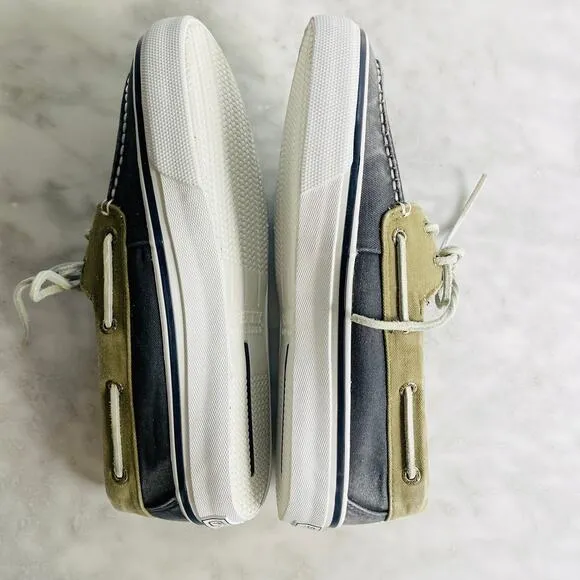 Sperry Top Sider Canvas Boat Shoes 8.5 Blue Green New w/o Box #112-CH241