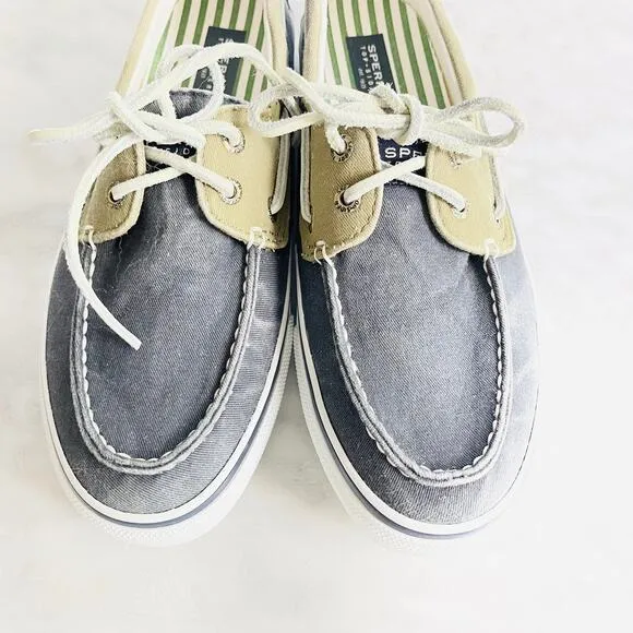 Sperry Top Sider Canvas Boat Shoes 8.5 Blue Green New w/o Box #112-CH241