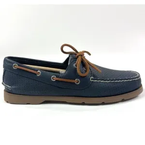 Sperry Top-Sider Leeward 2-Eye Mens 8 M Navy Blue Brown Perforated Boat Shoes