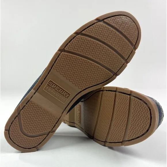 Sperry Top-Sider Leeward 2-Eye Mens 8 M Navy Blue Brown Perforated Boat Shoes