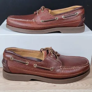 Sperry Top-Sider Mako 2 Shoes Men Sz 10 Brown Boat Pebbled Loafers Leather 2-Eye