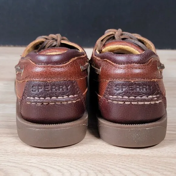 Sperry Top-Sider Mako 2 Shoes Men Sz 10 Brown Boat Pebbled Loafers Leather 2-Eye