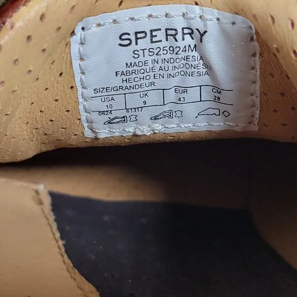 Sperry Top-Sider Mako 2 Shoes Men Sz 10 Brown Boat Pebbled Loafers Leather 2-Eye