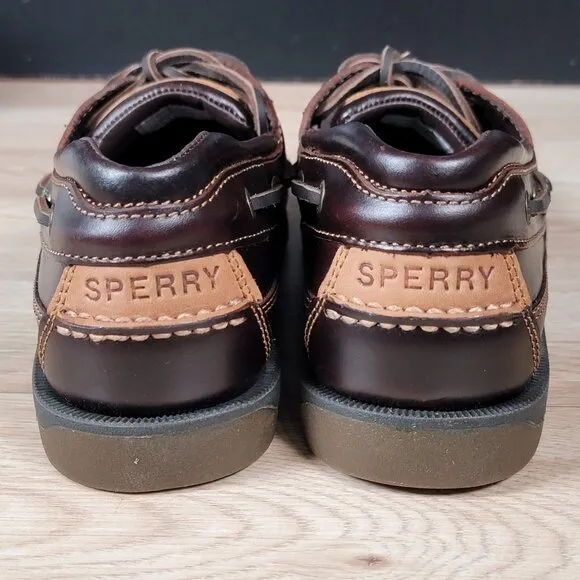 Sperry Top-Sider Mako 2 Shoes Mens Size 8.5 Brown Boat Loafers Leather 2-Eye