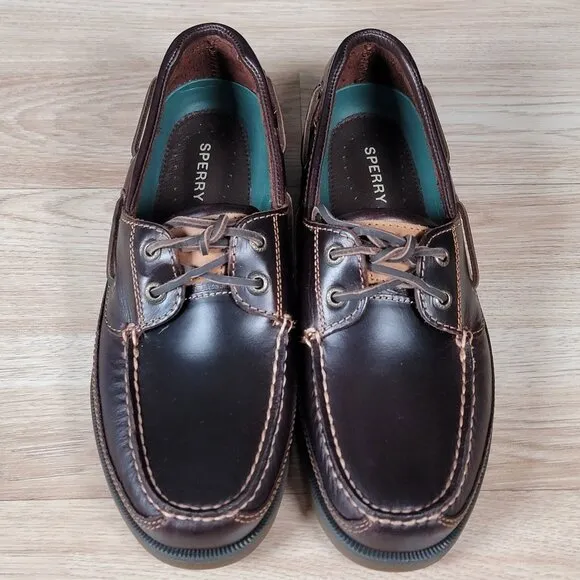 Sperry Top-Sider Mako 2 Shoes Mens Size 8.5 Brown Boat Loafers Leather 2-Eye