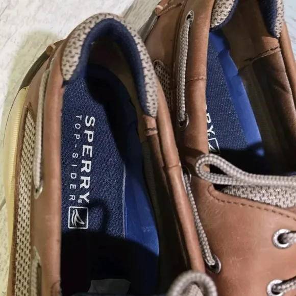 Sperry Top Sider Men's Lanyard 2 Eye Dark Tan Boat Shoes 9.5 WIDE Never Worn!