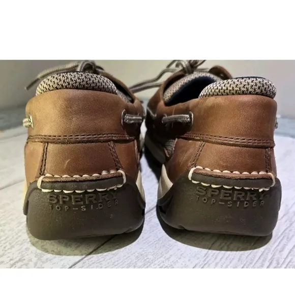 Sperry Top Sider Men's Lanyard 2 Eye Dark Tan Boat Shoes 9.5 WIDE Never Worn!