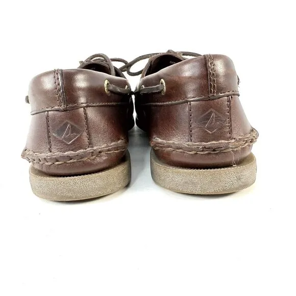 Sperry Top Sider Mens Size 9 W Amaretto Brown Leather 2-Eye Boat Shoes