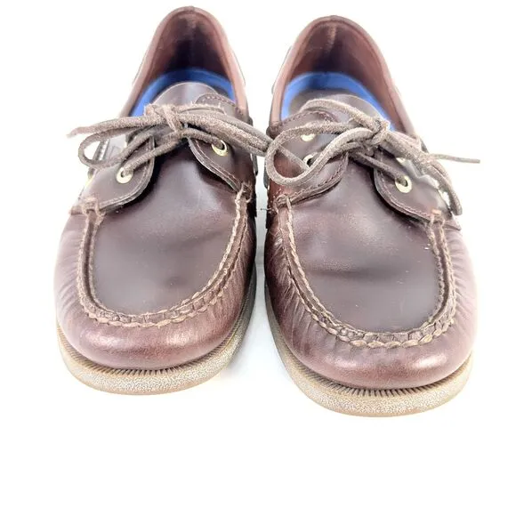 Sperry Top Sider Mens Size 9 W Amaretto Brown Leather 2-Eye Boat Shoes