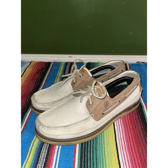 Sperry Topsider Shoes Men 13M Beige &amp;  Ivory 0768101 Casual Beach Resort Cruise‎