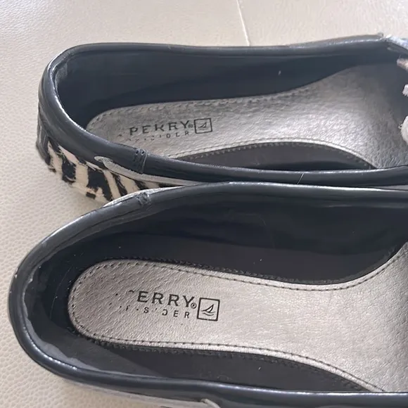 Sperry Topsiders Zebra Print -Cow Leather Loafers/Boat Shoes -Size 8