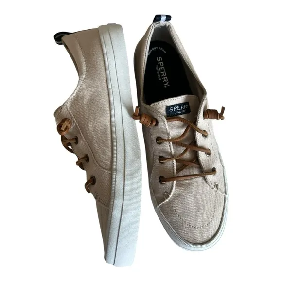 Sperry Women’s Crest Vibe Tan Canvas Sneakers Size 10