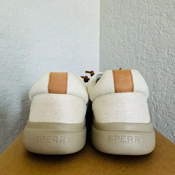 SPERRY TOP-SIDER Men's Captains Moc Toe Hemp Boat  Shoe, Size 11.5, Ivory, NWT