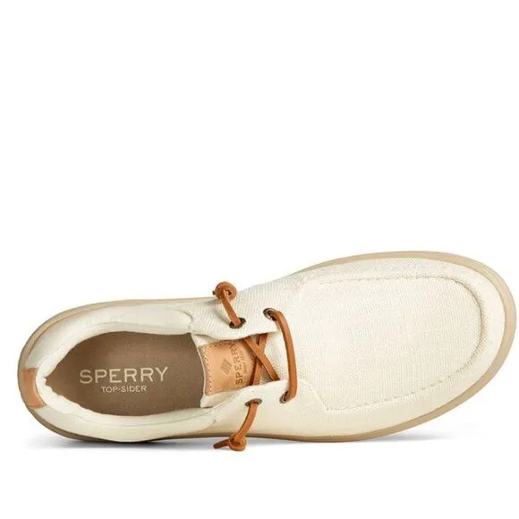 SPERRY TOP-SIDER Men's Captains Moc Toe Hemp Boat  Shoe, Size 11.5, Ivory, NWT