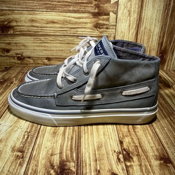 SPERRY TOP-SIDER Mens High Top  Sneaker boot Gray Leather Boat Shoe Foldable  8