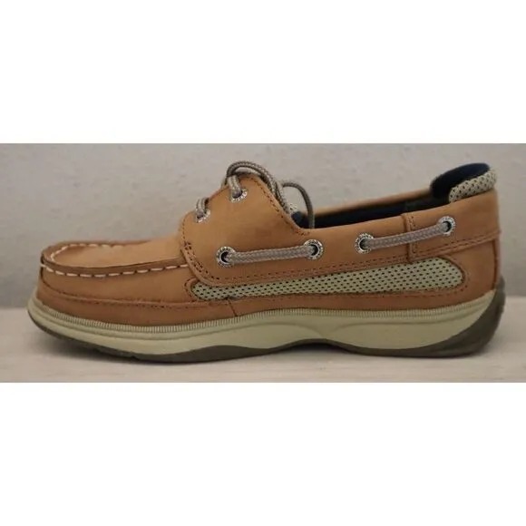 Sperry YB46122A Unisex Kids' Sz 3M Dark Tan/Navy Leather Lanyard Boat Shoes