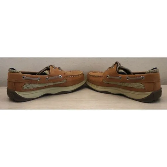 Sperry YB46122A Unisex Kids' Sz 3M Dark Tan/Navy Leather Lanyard Boat Shoes