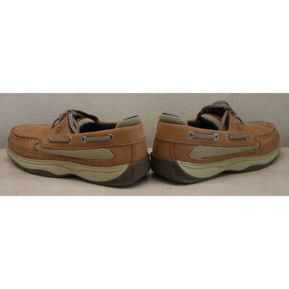 Sperry YB46122A Unisex Kids' Sz 3M Dark Tan/Navy Leather Lanyard Boat Shoes
