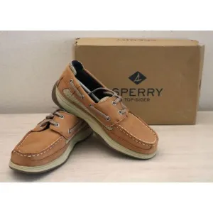 Sperry YB46122A Unisex Kids' Sz 3M Dark Tan/Navy Leather Lanyard Boat Shoes