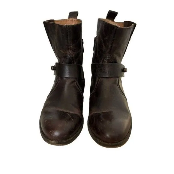 Spirit by Lucchese Olivia Short Brown Smooth Leather Ankle Western Boots Sz 7.5