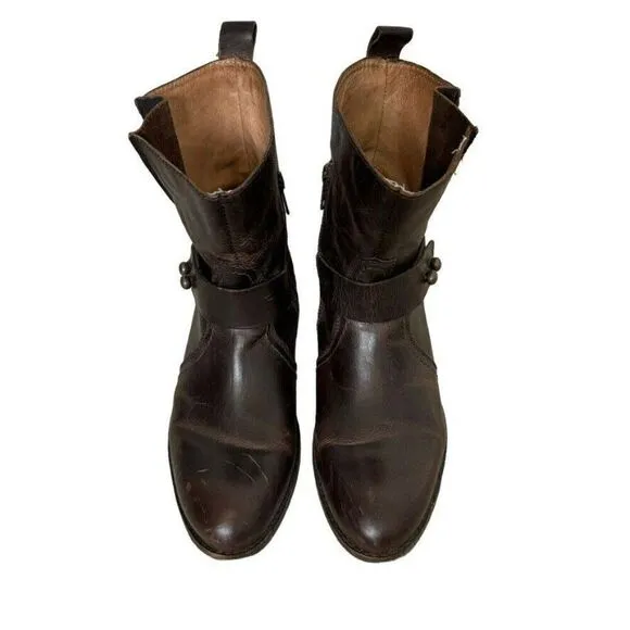 Spirit by Lucchese Olivia Short Brown Smooth Leather Ankle Western Boots Sz 7.5