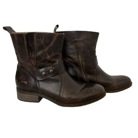 Spirit by Lucchese Olivia Short Brown Smooth Leather Ankle Western Boots Sz 7.5