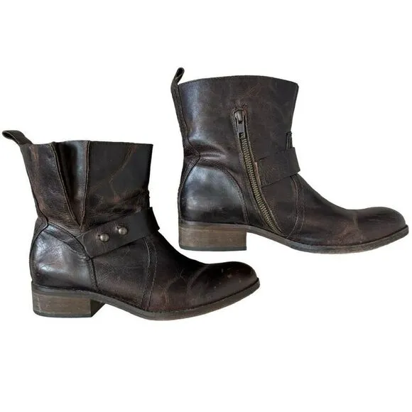 Spirit by Lucchese Olivia Short Brown Smooth Leather Ankle Western Boots Sz 7.5