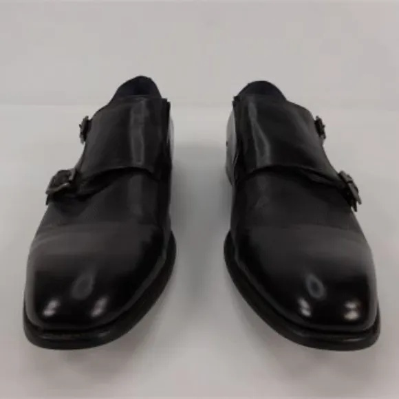 Stacy Adams Jennings Cap Toe Double Monk Black Leather Shoes Size 11