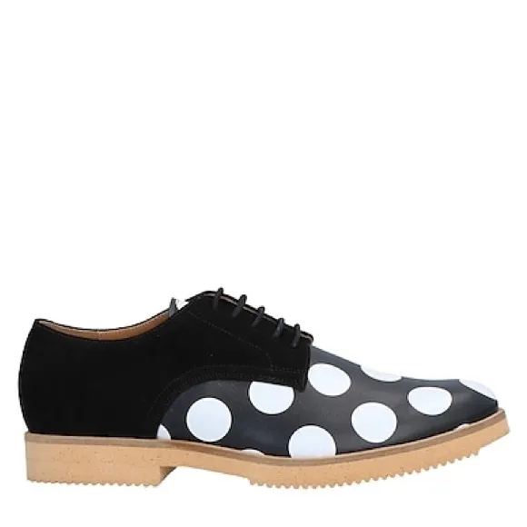 Stephen Venezia Black White Polka Dot Leather Derby Lace Up Shoes size 8