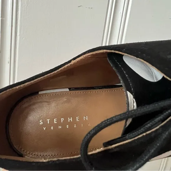 Stephen Venezia Black White Polka Dot Leather Derby Lace Up Shoes size 8