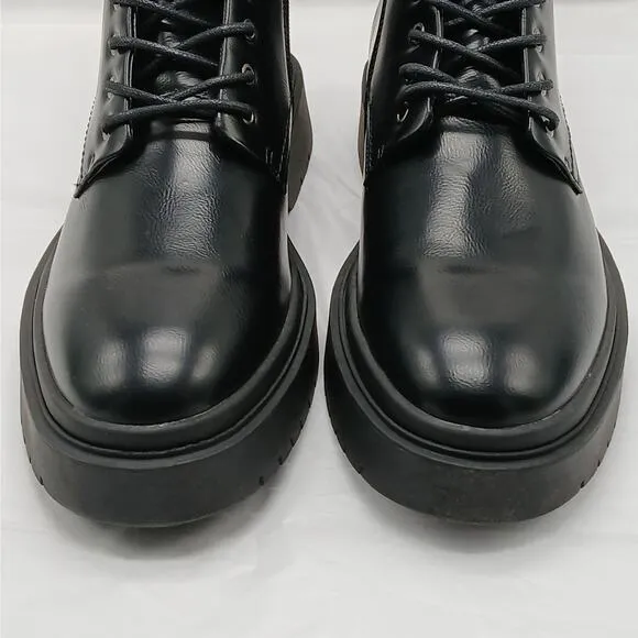 Steve Madden Auustn Combat Boots Men's Size 12 Black Ortholite Work Moto Biker