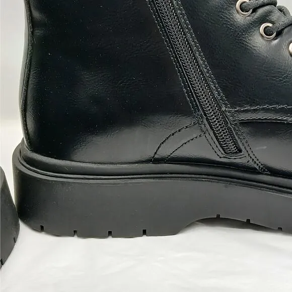 Steve Madden Auustn Combat Boots Men's Size 12 Black Ortholite Work Moto Biker