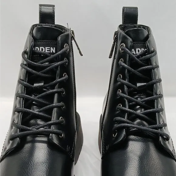 Steve Madden Auustn Combat Boots Men's Size 12 Black Ortholite Work Moto Biker