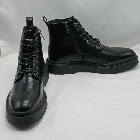 Steve Madden Auustn Combat Boots Men's Size 12 Black Ortholite Work Moto Biker