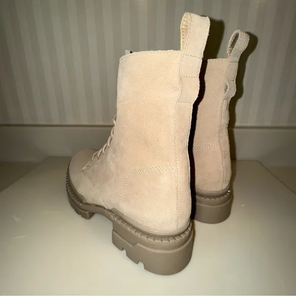 Steve Madden Jamisyn Sand Suede Ankle Chunky Combat Boots Size 9 1/2 NIB