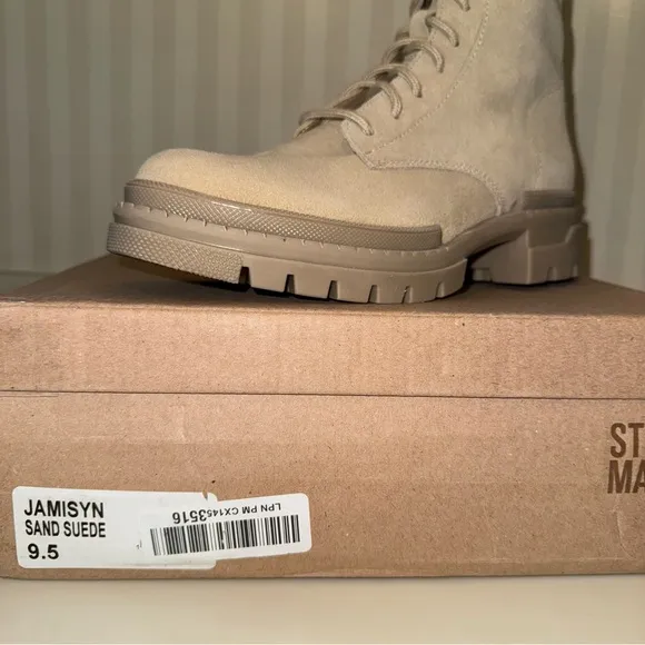 Steve Madden Jamisyn Sand Suede Ankle Chunky Combat Boots Size 9 1/2 NIB