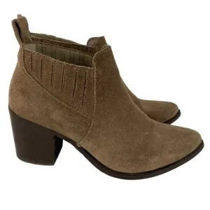 Steve Madden Pauze Khaki Suede Leather Block Heel Chelsea Ankle Boots / Booties