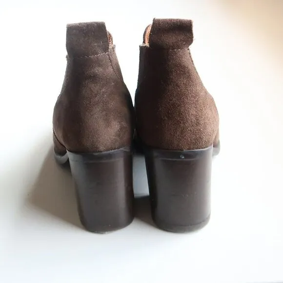 Steve Madden Pauze Khaki Suede Leather Block Heel Chelsea Ankle Boots / Booties