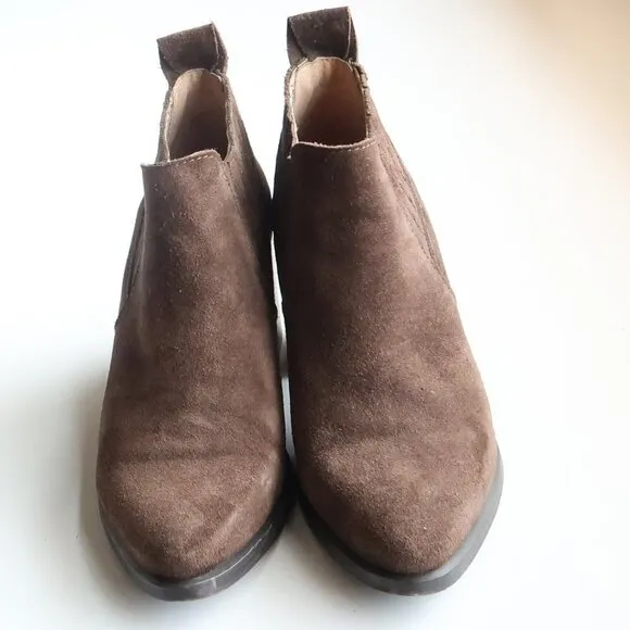 Steve Madden Pauze Khaki Suede Leather Block Heel Chelsea Ankle Boots / Booties