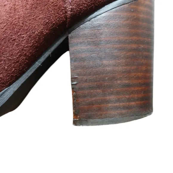 Steve Madden Savas Tall Suede Slouch Boots Burgundy Knee High Heeled Boot 6