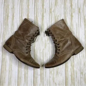 Steve Madden Tan Taupe Leather Troopa Lace Up Combat Style Boots