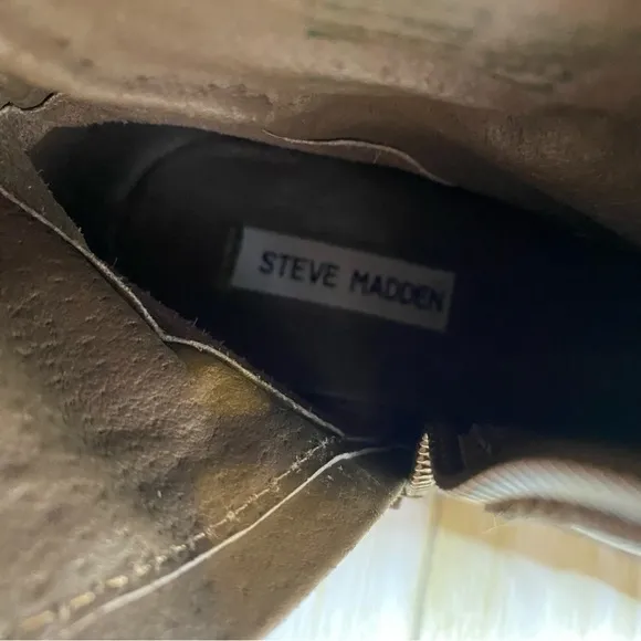 Steve Madden Tan Taupe Leather Troopa Lace Up Combat Style Boots