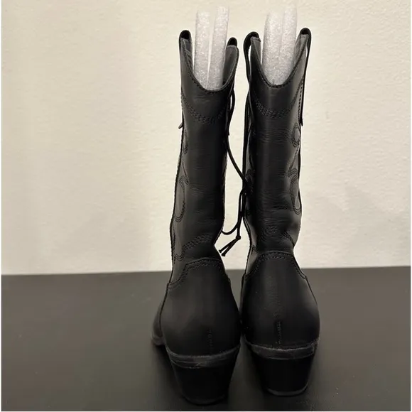 Steve Madden Western Black Leather Boots Size 6