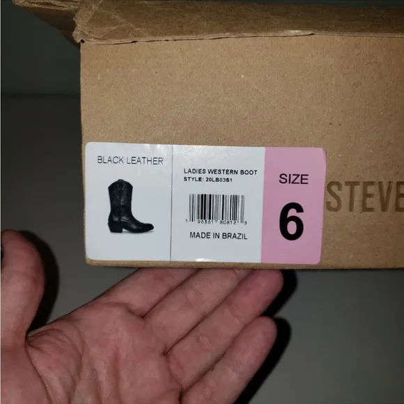 Steve Madden Western Black Leather Boots Size 6