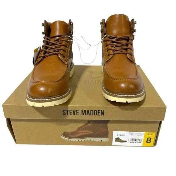 Steve Madden Men's Bleeker Boot Color Cognac Size 8