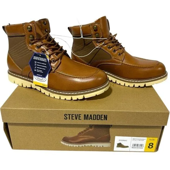 Steve Madden Men's Bleeker Boot Color Cognac Size 8
