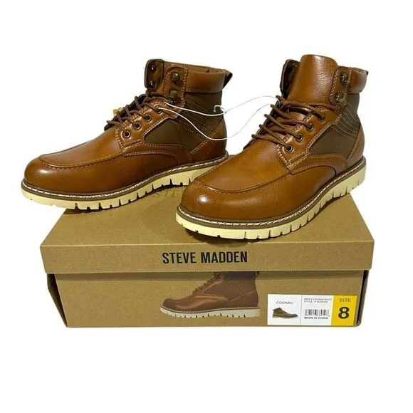 Steve Madden Men's Bleeker Boot Color Cognac Size 8